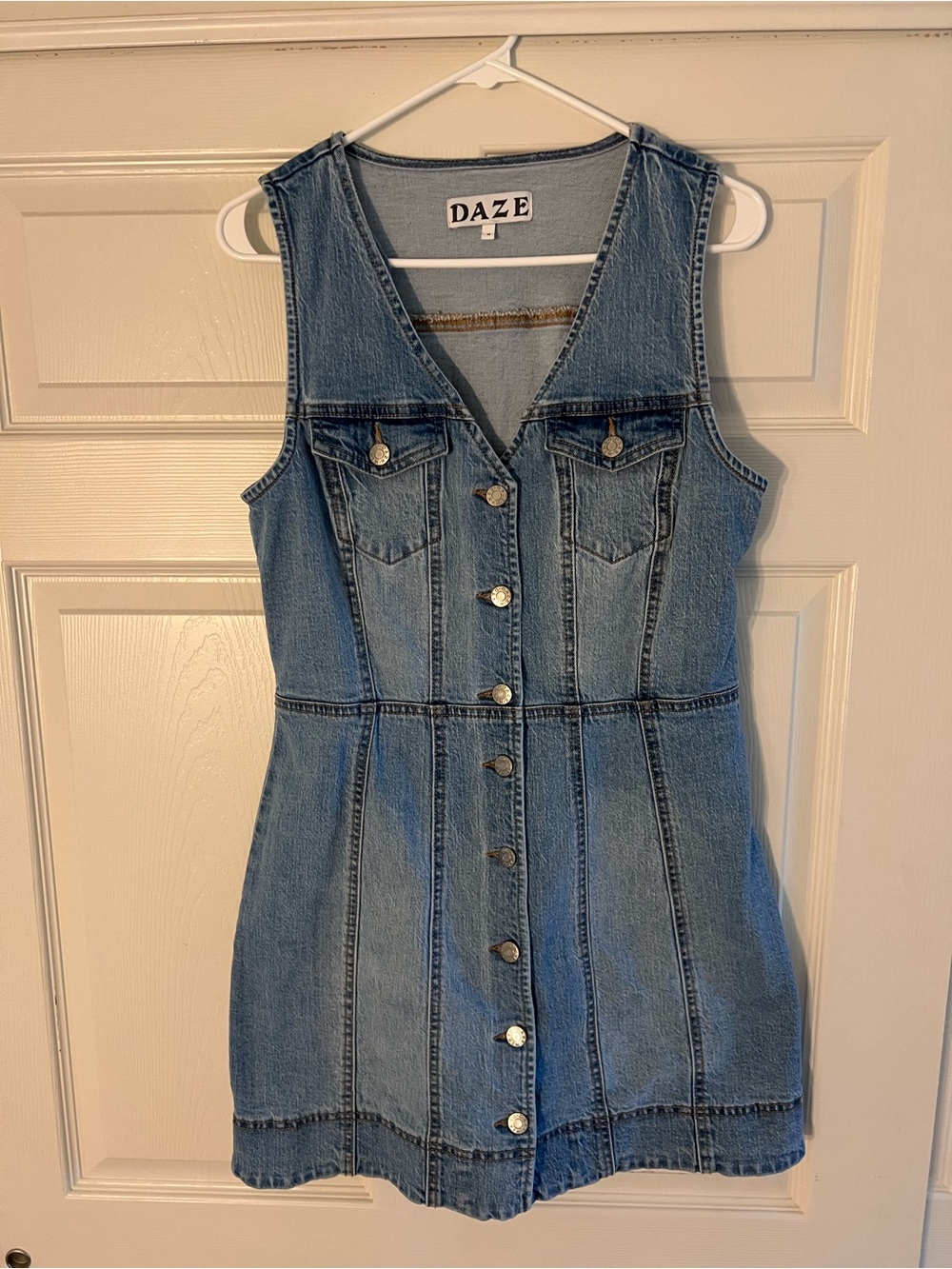 Women's Blue Denim Button-Front Dress